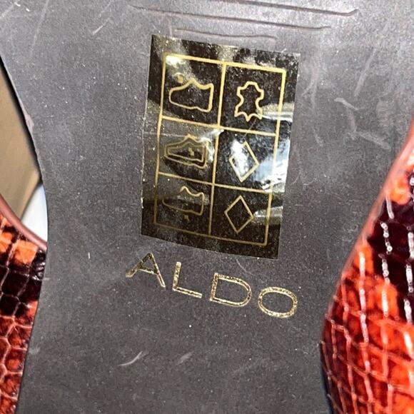 Aldo Sandals Women's 7.5 Cadrielia Block Heel Cross Strap Leather Snake Print - Picture 13 of 16